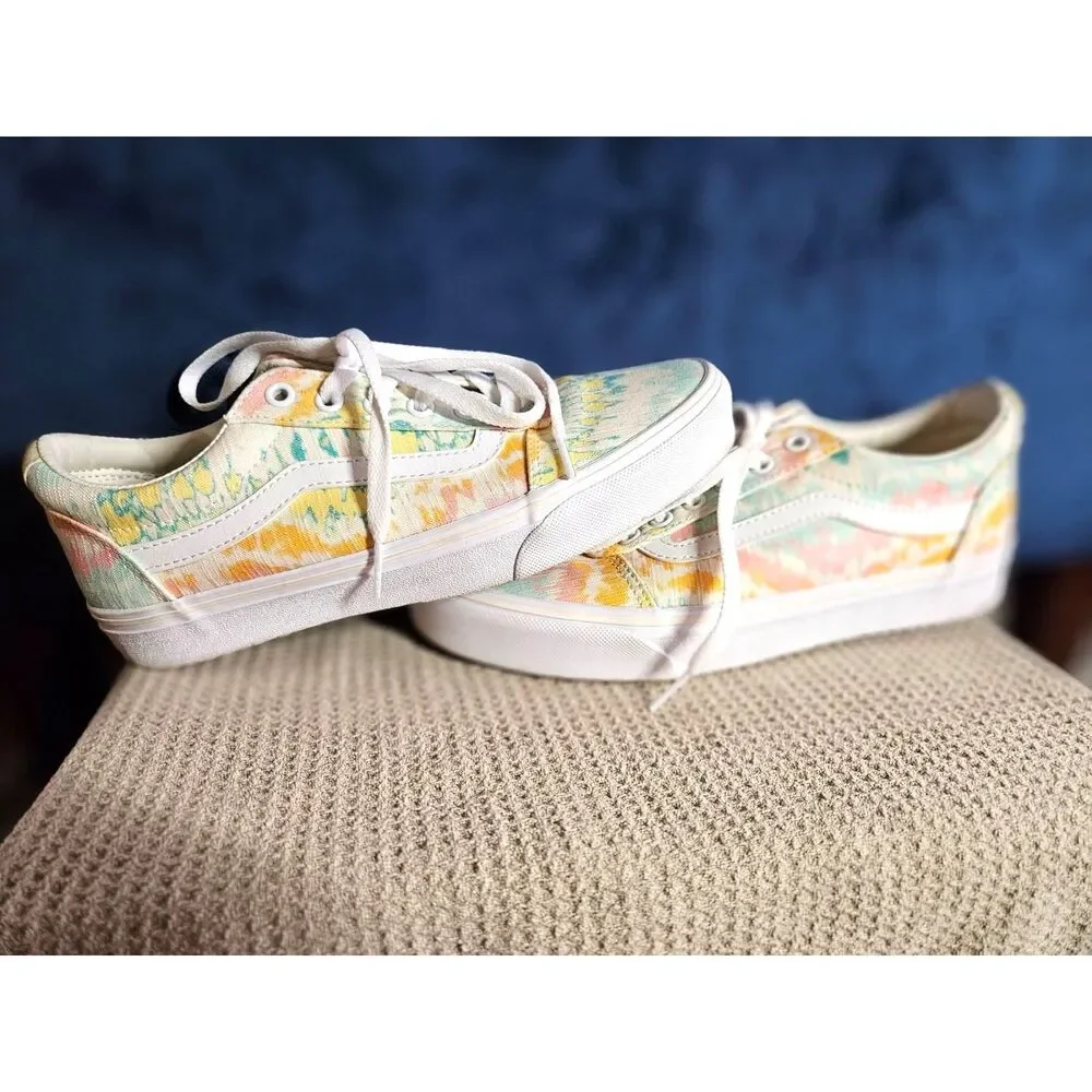 Vans Ward Sneakers Psychedelic Tie-dye Multicolor Low Top Design Size 8.5